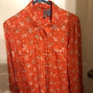 New directions light orange elephant blouse